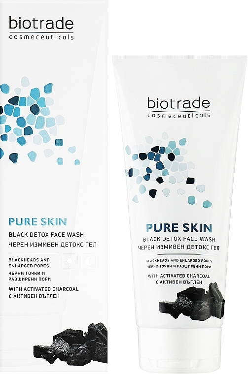 Detox Gel with Charcoal & Lactic Acid - Biotrade Pure Skin Black Detox Face Wash — photo N2
