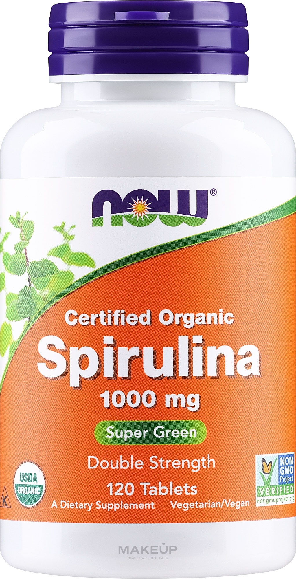 Natural Supplement "Spirulina" 1000 mg, tablets - Now Foods Certified Organic Spirulina Tablets — photo 120 szt.