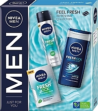 Fragrances, Perfumes, Cosmetics Set - Nivea Men Fresh Kick Body And Skin Care Gift Set (sh/gel/250ml + deo/150ml + after/sh/lot/100ml)