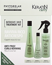 Set - Phytorelax Laboratories Keratin Curly Intensive Hair Treatment Kit (shm/250ml + cond/100ml + h/spray/200ml) — photo N1