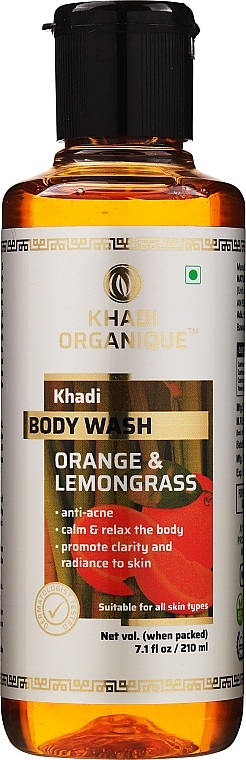 Natural Ayurvedic Shower Gel "Orange & Lemongrass" - Khadi Organique Orange & Lemongrass Body Wash — photo N1