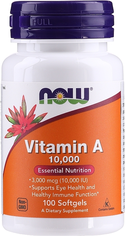 Dietary Supplement "Vitamin A" - Now Foods Vitamin A 10,000 IU Essential Nutrition — photo N1