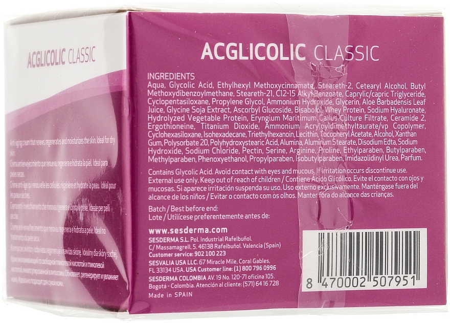 Moisturizing Cream - SesDerma Laboratories Acglicolic Classic Moisturizing Cream SPF 15 — photo N2