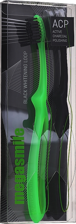Black Whitening Loop Toothbrush, green + black - Megasmile Black Whiteninng Loop — photo N2