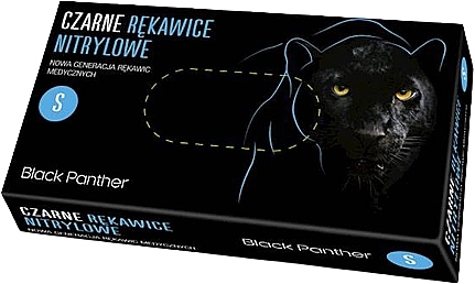 Nitrile Gloves, ramzmer S, black - Black Panther — photo N1