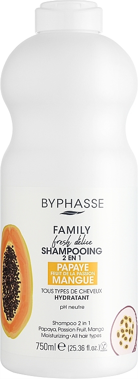 Papaya, Passion Fruit & Mango Shampoo 2in1 - Byphasse Family Fresh Delice Shampoo — photo N4