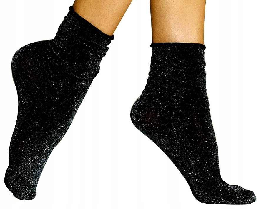 Women Socks "Flavia", nero / oro lurex - Veneziana — photo N1