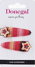 Hair Clips FA-5622, red striped - Donegal — photo N1