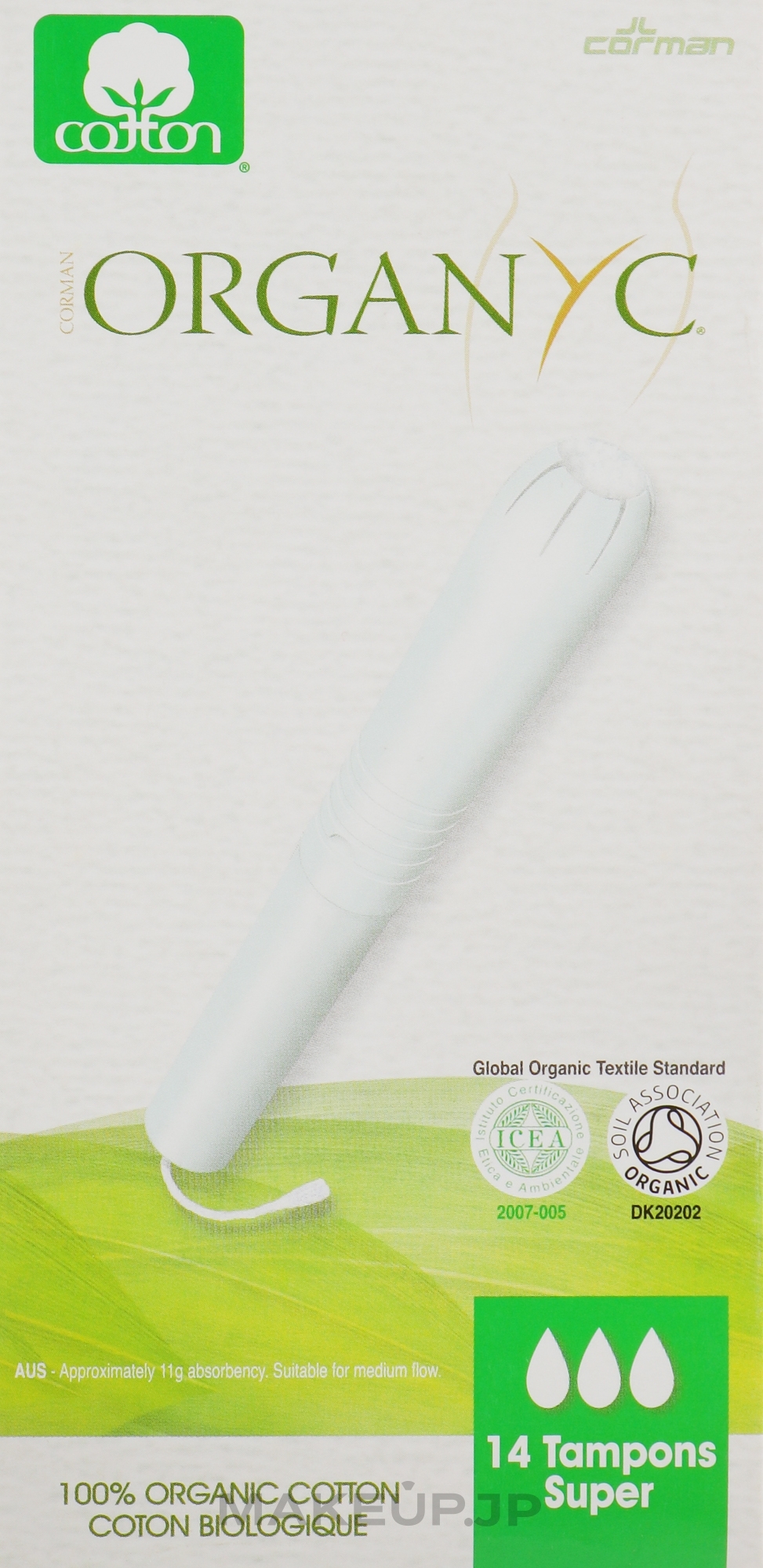 Organic Cotton Tampons with Applicator, 14 pcs. - Corman Organyc Internal Super — photo 14 szt.