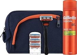 Set - Gillette Fusion 5 (gel/200ml + razor/1pc + blade/3pcs + bag/1pc) — photo N2