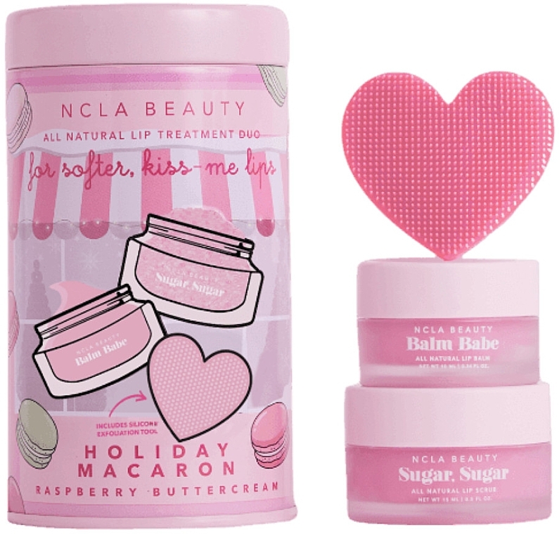 Set - NCLA Beauty Holiday Macaron Lip Set (l/balm/10ml + l/scrub/15ml + massager) — photo N1