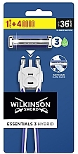 Fragrances, Perfumes, Cosmetics Men's Razor with 3 Replacement Cartridges - Wilkinson Sword Essentials 3 Hybrid