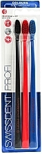 Fragrances, Perfumes, Cosmetics Soft-Medium Toothbrush Set, black+red+dark blue - SWISSDENT Profi Colours Soft-Medium Trio-Pack