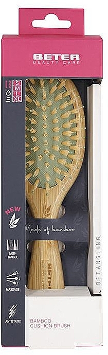 Bamboo Hair Brush, small - Beter Bamboo Small Cushion Brush — photo N2