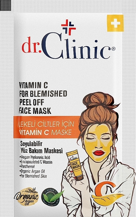 Brightening Face Peeling Mask - Dr. Clinic Vitamin C For Blemished Peel Off Face Mask — photo N1