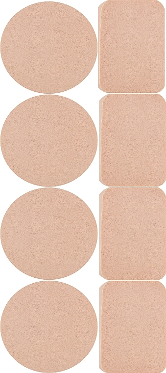 Makeup Sponge 8in1 CS070B, circle + square, beige - Cosmo Shop Sponge — photo N1