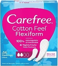 Flexible Daily Liners, scent-free, 56 pcs - Carefree Cotton FlexiForm Unscented — photo N2