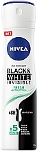 Fragrances, Perfumes, Cosmetics Antiperspirant Deodorant Spray "Black & White Invisible Protection" - NIVEA Invisible Fresh Antiperspirant