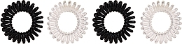 Hair Scrunchies Set, black and clear, 5 pcs - IDC Institute Design Hair Elastic Pack — photo N2