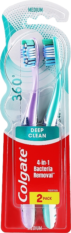 Medium Toothbrush 'Super Clean', purple+turquoise - Colgate — photo N1