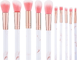 Makeup Brush Set, white-golden, pink bristle - Lewer — photo N1