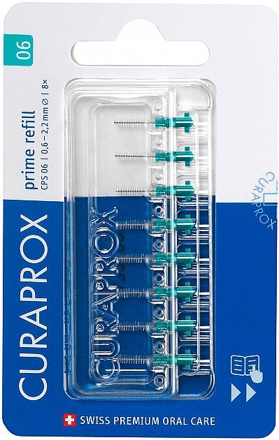 Interdental Brush Set 'Prime Refill', CPS 0,6 -2,2 mm, no holder, 8pcs, turquoise - Curaprox — photo N1