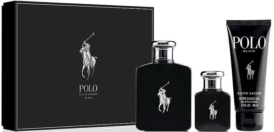 Ralph Lauren Polo Black - Set (edt/125ml + edt/40ml + ash/gel/100ml) — photo N1