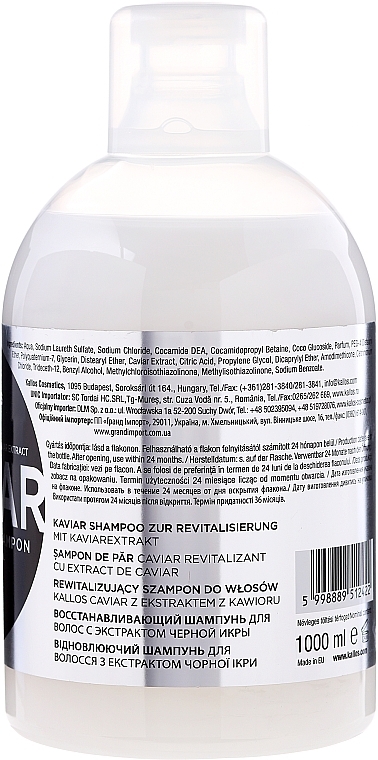 Repair Hair Shampoo with Black Caviar Extract - Kallos Cosmetics Caviar Shampoo — photo N2