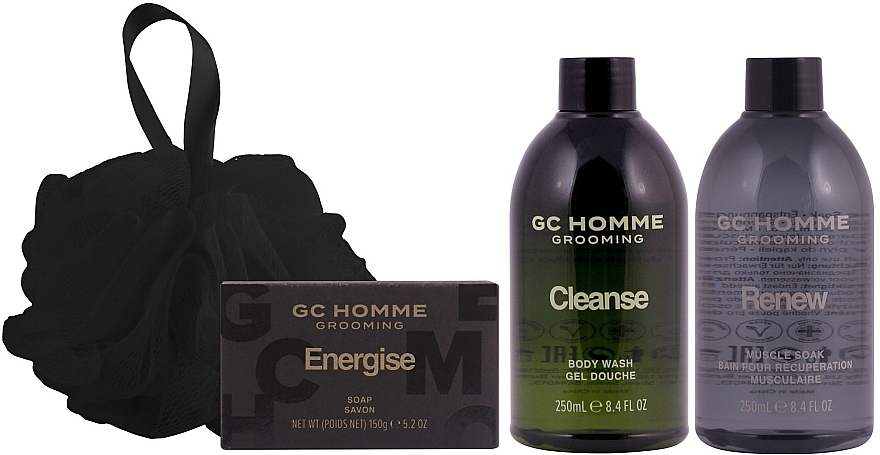 Set - Grace Cole GC Men's Grooming Full Body Cleanse (b/wash/250ml + sponge/1pc + soap/150g + muscle/soak/250ml) — photo N3