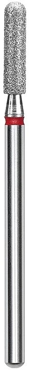 Rounded Cylinder Diamond Nail Drill Bit, red, diameter 2.5 mm/working part 10 mm - Staleks Pro — photo N1