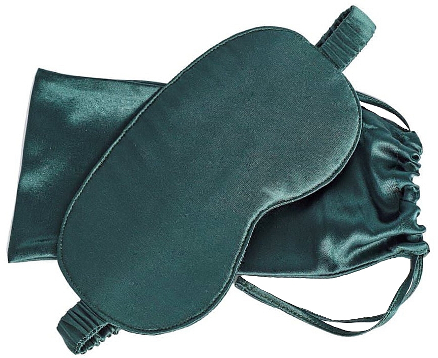 Natural Silk Sleep Mask with Pouch, emerald - de Lure Sleep Mask — photo N1