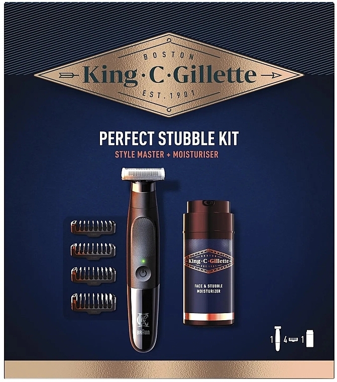 Kit - Gillette King C. Perfect Stubble Kit (moisturizer/100ml + trimmer/1pc) — photo N1