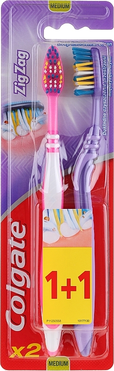 Toothbrush "Zigzag Plus" medium, pink + purple - Colgate Zig Zag Plus Medium — photo N2