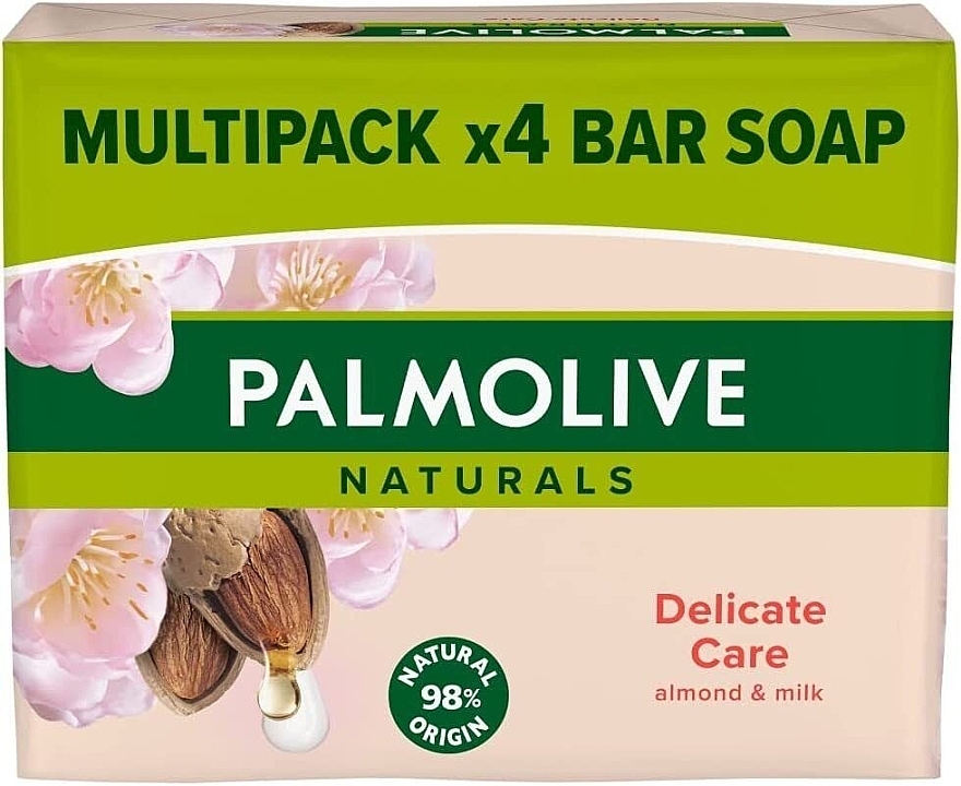 Almond Solid Soap, 4x90g - Palmolive Naturals Almond Bar Soap — photo N1