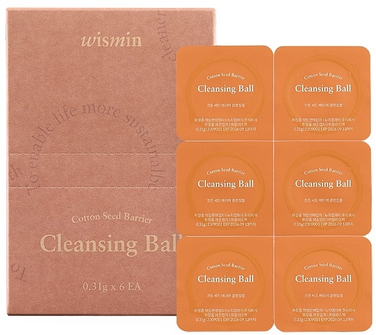 Cleansing Balls with Cotton Seed Extract - Wismin Cotton Seed Barrier Cleansing Ball — photo N1