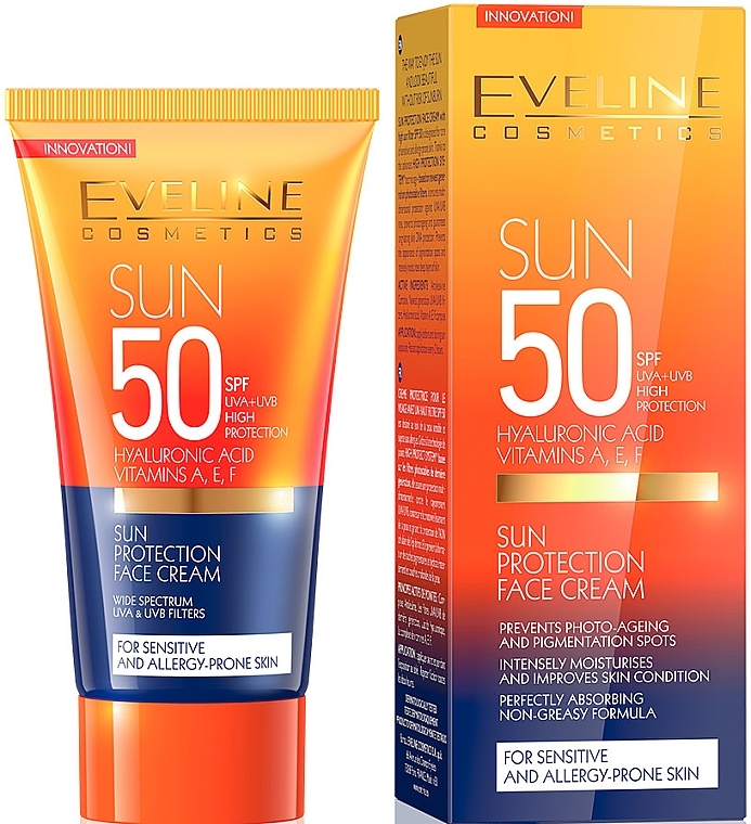 Facial Sunscreen - Eveline Cosmetics Sun Protection Face Cream SPF 50 — photo N1