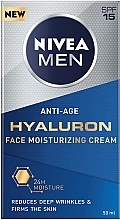 Fragrances, Perfumes, Cosmetics Anti-Aging Moisturizing Hyaluronic Acid Cream - Nivea Men Anti-Age Hyaluron Face Moisturizing Cream SPF 15