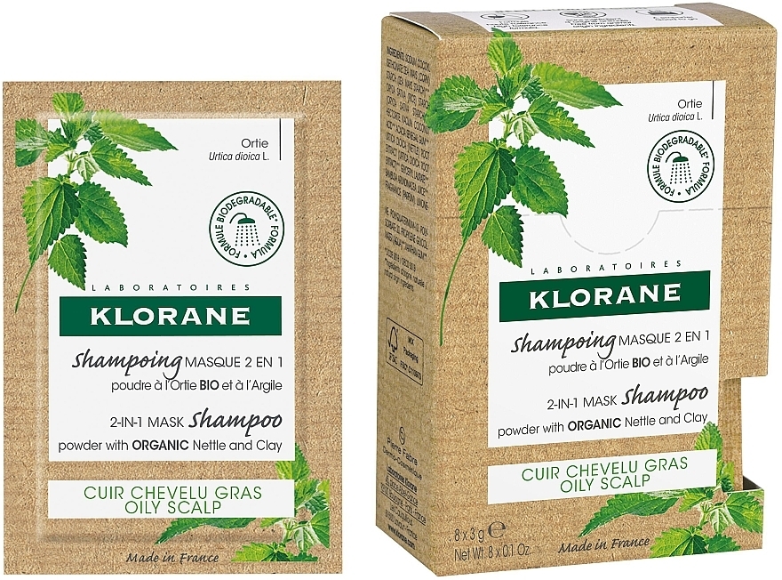 Shampoo-Mask - Klorane 2-in-1 Mask Shampoo Powder with Nettle and Clay — photo N4