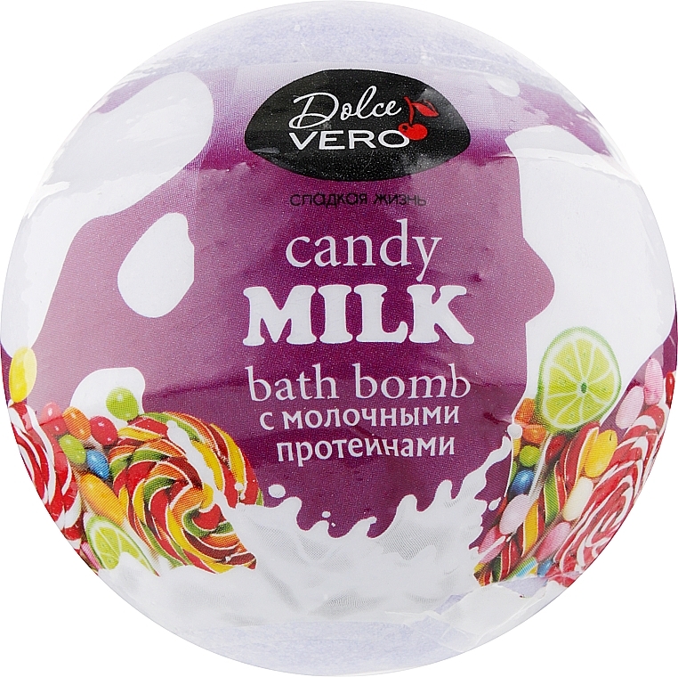 Milk Protein Bath Bomb "Candy Milk", purple - Dolce Vero — photo N1