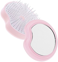 Compact Hair Brush with Mirror, pink - Janeke Compact and Ergonomic Handheld Hairbrush With Mirror — photo N1