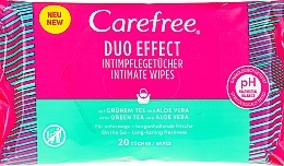 Fragrances, Perfumes, Cosmetics Intimate Hygiene Wet Wipes ‘Aloe’, 20 pcs - Carefree Duo Effect