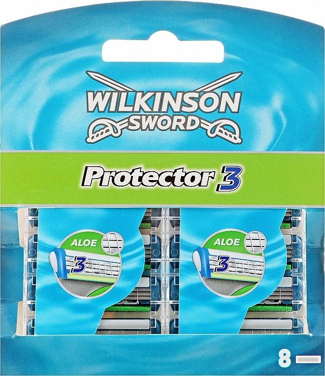 Razor Cartridges, 8 pcs - Wilkinson Sword Protector 3 Blades — photo N1