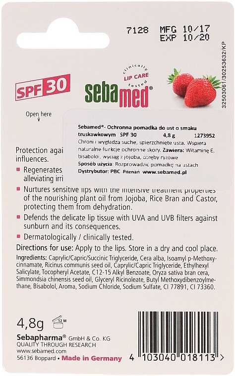 Lip Balm - Sebamed Lip Defense Stick SPF30 Strawberry — photo N4