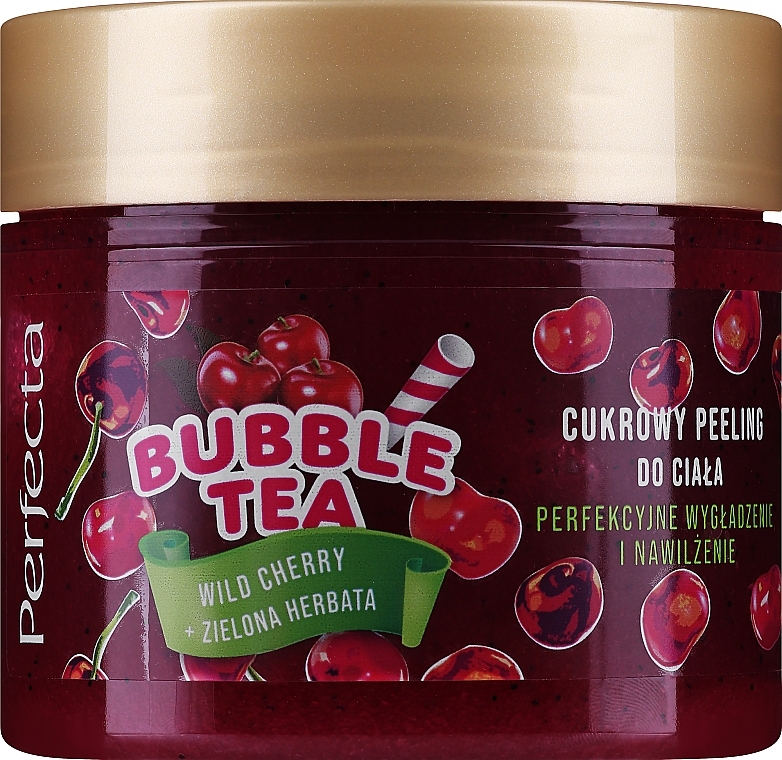 Sugar Body Peeling 'Wild Cherry & Green Tea' - Perfecta Bubble Tea Wild Cherry + Green Tea — photo N1