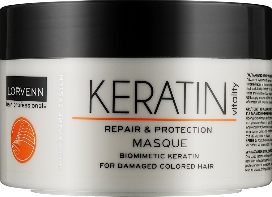 Damaged & Colored Hair Mask - Lorvenn Keratin Vitality Repair & Energy Masque — photo N1