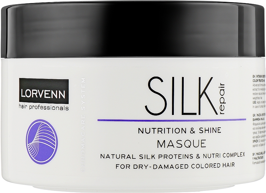 Intensive Reconstructing Silk Protein Mask for Dry, Damaged & Colored Hair - Lorvenn Silk Repair Nutrition & Shine Mask — photo N1