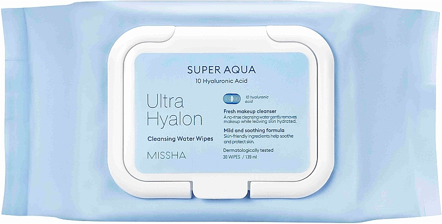 Hyaluronic Acid Cleansing Wipes - Missha Super Aqua Ultra Hyalron Cleansing Water Wipes — photo N1