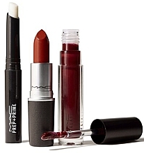 Fragrances, Perfumes, Cosmetics Set - M.A.C Stars Of The Party Kit Red (lipstick/3g + lip/primer/1.7g + lipglass/3.1g)