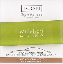 Car Air Freshener "Classic: Sandalwood & Bergamot" - Millefiori Milano Icon Car Air Freshener Icon Classic Giallo Sandalo Bergamotto — photo N1