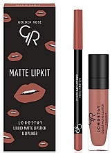Fragrances, Perfumes, Cosmetics Lip Set - Golden Rose Matte LipKit Warm Sable (lipstick/5.5 ml + lipliner/1.6g)